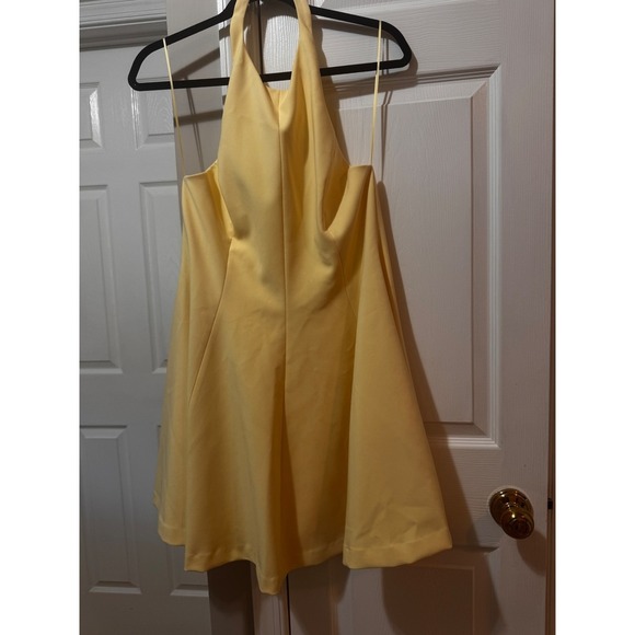 Zara Yellow Halter Neck Mini Dress Sleeveless Fit and Flare Cocktail XL NWT - Picture 4 of 11